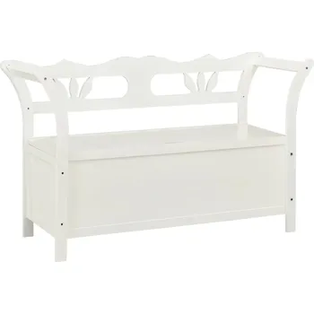 Zahradní lavice Lavice z jedlového dřeva s opěradlem a područkami, bílá, 107x45x75,5 cm