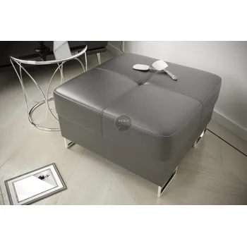 Taburet Nábytek PEGAS s.r.o. Taburet s úložným prostorem GALAXY 55×55 přírodní kůže - Šedá kůže