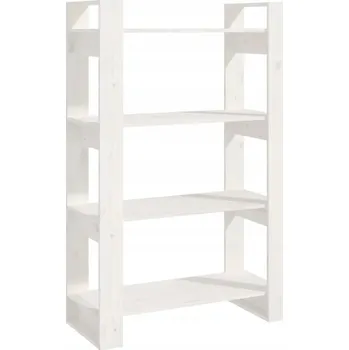 Knihovna Knihovna / Regál z masivní borovice, bílý, 80 x 35 x 125 cm