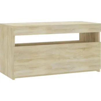 Televizní stolek TV stolek s LED RGB podsvícením, dub sonoma, 75x35x40 cm