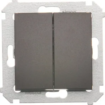 vypínač Vypínač střídavý 2 násobný, bez piktogramu, řazení 6+6, 10 AX / 230 V~,, Simon 54 DW6/2.01/X/46, hnědá metalizovaná