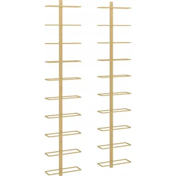 Stojan na víno Zlatý nástěnný držák na 10 lahví vína, kovový, 24x9x120 cm