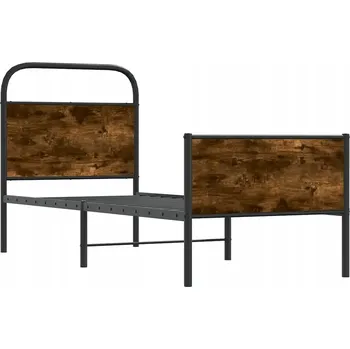 Postel Kovový rám postele s čelem a nožním čelem, dub sonoma, 196x80x100 cm