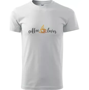 Pánské tričko Sablio Tričko s potiskem Coffee lover - bílé 5XL