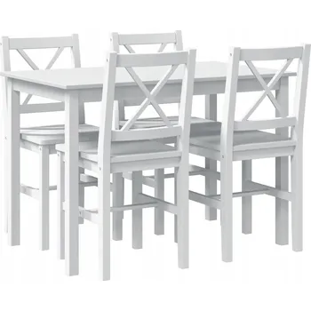 Jídelní stůl 5dílná jídelní souprava, bílá, stůl 108x65x73 cm, židle