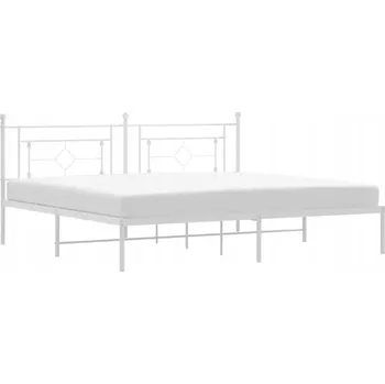 Postel Bílý kovový rám postele 207 x 198 x 97 cm s čelem a úložným prostorem