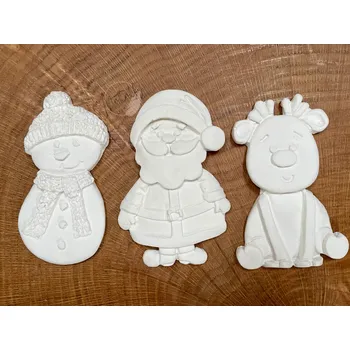 Vánoční dekorace Sněhulák, sob a santa - vánoční odlitky sada k dotvoření - Balení Bez barviček