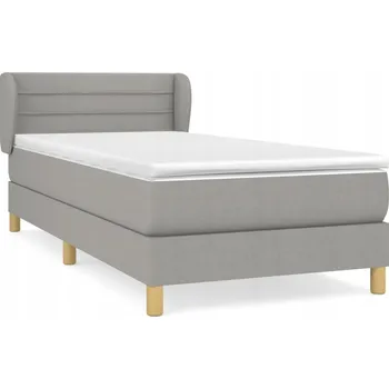 Postel Kontinentální postel s matrací 203 x 83 x 78/88 cm, světle šedá, bílá