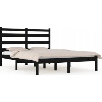 Postel Černý rám postele z masivního borovicového dřeva 205,5 x 205,5 x 100 cm