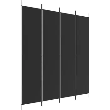 Paraván Skládací Paraván se 4 panely, textil černá, 200 x 220 cm, železo