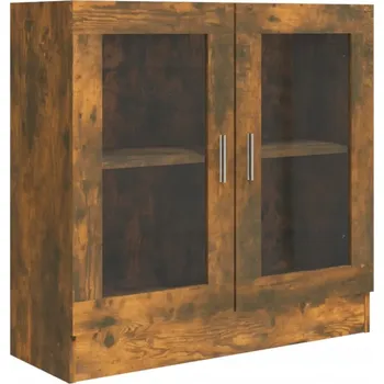 Komoda Prosklená Skříňka se 2 Policemi, Kouřový Dub, 82,5x30,5x80 cm
