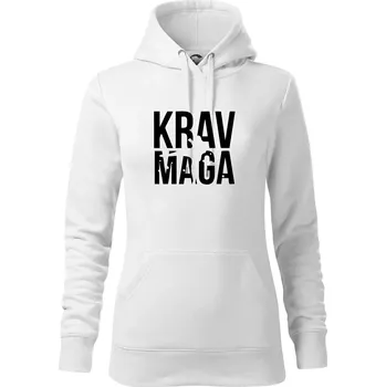 Dámská mikina Nápis Krav Maga - Mikina dámská Cape s kapucí - S ( Bílá )