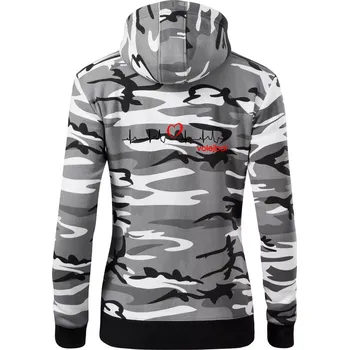 Dámská mikina Moje srdce bije pro Volejbal - Dámská mikina trendy zipper s kapucí - M ( Šedý maskáč )