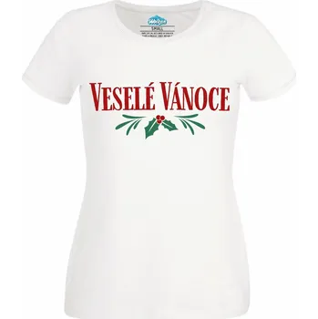 Dámské tričko Dámské tričko Veselé Vánoce (Velikost: M, Barva: Bílá)