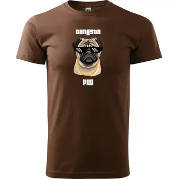 Sablio Tričko s potiskem Gangsta pug - hnědé S