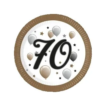 Party nádobí Papírové talířky k 70. narozeninám FSC 23 cm