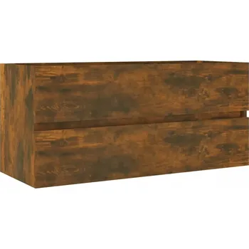 Koupelnový nábytek Závěsná skříňka pod umyvadlo se zásuvkou, Kouřový dub, 100x38,5x45 cm