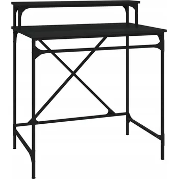 Psací stůl Industriální psací stůl s policí, černý, dřevěný materiál, železo, 80x50