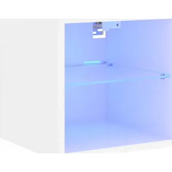 Televizní stolek Závěsná skříňka pod TV s RGB LED osvětlením, bílá, 30x28,5x30 cm