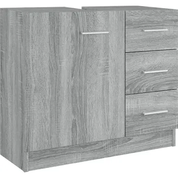 Koupelnový nábytek Skříňka pod umyvadlo z dřevotřísky, Šedý dub Sonoma, 63x30x54 cm