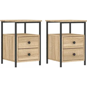 Noční stolek Industriální Noční stolek, dub sonoma, dřevotříska, železo, 34x35,5x50