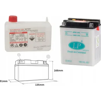 Motobaterie LANDPORT AKUMULÁTOR YB14L-B2 (MD LB14L-B2) 12V 14AH 135X91X167 S ÚDRŽBOU -