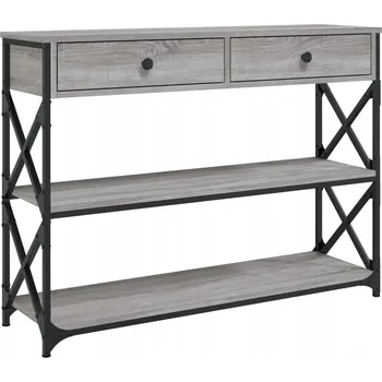 Konferenční stolek Konzolový stolek s nastavitelnými nožičkami, šedý dub sonoma, 100x28x75 cm