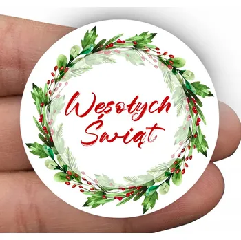 Obraz Samolepky vánoční VESELÉ VÁNOCE na dárky, balíčky 120 ks věnec