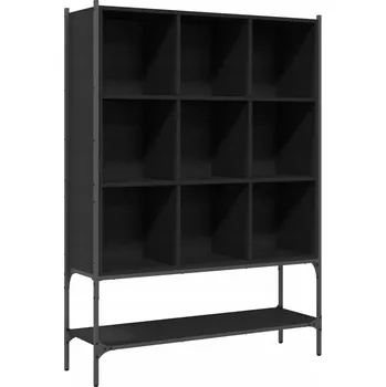 Knihovna Regál na knihy s 9 přihrádkami a ocelovou konstrukcí, černý, 102x30x141