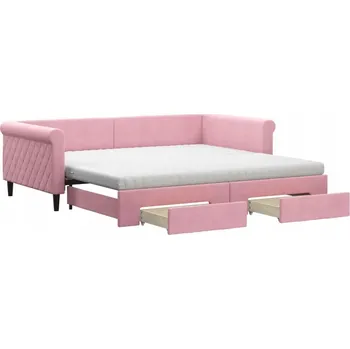 Zahradní lehátko Rozkládací lehátko s šuplíky růžové 229 x 110 x 68 cm