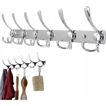 Věšák Nástěnný věšák na oblečení, 12 háčků, Nerezová ocel