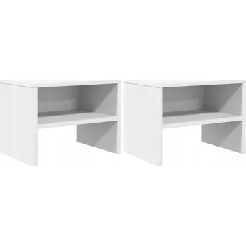 Konferenční stolek Sada 2 Bílých Nočních Stolků s Otevřenou Poličkou, 40x30x30 cm