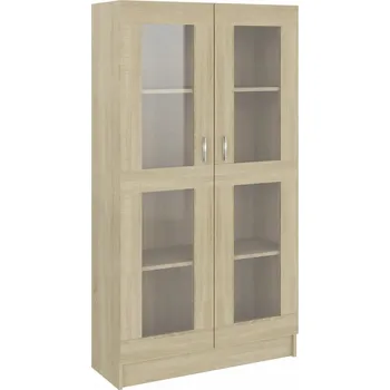 Knihovna Knihovna s prosklenými dvířky, dub sonoma, 82,5x30,5x150 cm