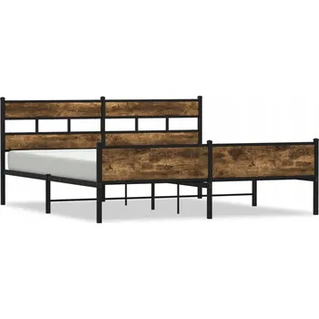 Postel Kovový rám postele s čelem 207 x 187 x 91,5 cm, kouřový dub