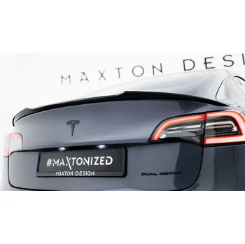 PC tuning Maxton Design prodloužení spoileru pro Tesla Model 3 Mk1, černý lesklý plast ABS