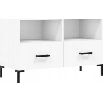 Televizní stolek TV stolek z materiálu imitujícího dřevo, 80x36x50 cm, bílý