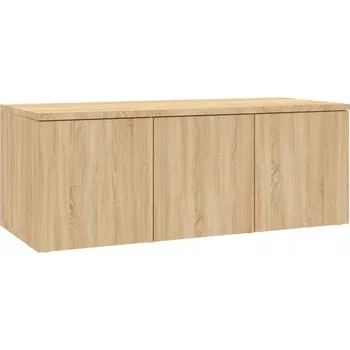 Televizní stolek TV stolek se 3 zásuvkami, dřevotříska, dub sonoma, 80x34x30 cm