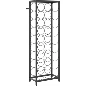 Stojan na víno Stojan na víno z kovaného železa, 27 lahví, černý, 34x18x100 cm