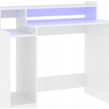 Počítačový stůl s LED, bílý, 97x45x90 cm, materiál na bázi dřeva