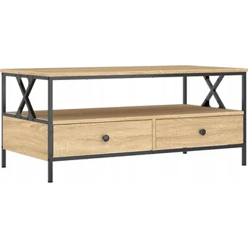 Konferenční stolek Konferenční stolek se 2 zásuvkami a poličkou, dub sonoma, 100x51x45 cm