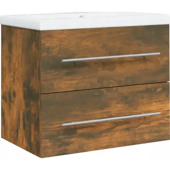 Koupelnový nábytek Skříňka s umyvadlem kouřový dub a bílá keramika 60x38,5x48 cm