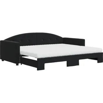 Pohovka Černá pohovka 2 v 1 s matrací, rozměry po složení: 212 x 100 x 75 cm