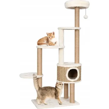 Zábavní centrum pro kočky s polštářem a míčkem, béžové, 60x40x148 cm