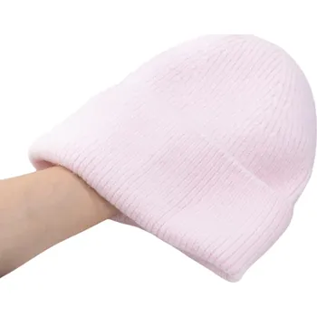 Čepice Zimní plyšová termo pletená čepice s králičí kožešinou Candy Color korejský styl Unisex módní teplá čepice pro ženy a muže na podzim a zimu růžová