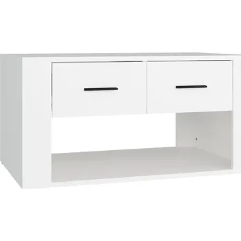 Konferenční stolek Funkční Konferenční Stolek se 2 zásuvkami, Bílý, 80x50x40 cm