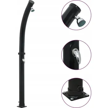 Zahradní sprcha Energeticky úsporná solární zahradní sprcha, PVC, černá, 214 cm, 20 l