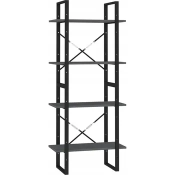 Knihovna Regál na knihy industriální, masivní borové dřevo, šedý, 60x30x140 cm