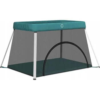 Dětská ohrádka Cestovní ohrádka 2v1 s matrací, zelená, 110x82x67 cm, lněná tkanina