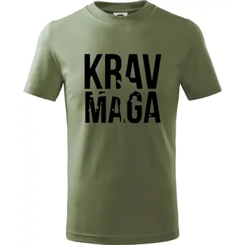 Chlapecké oblečení Nápis Krav Maga - Tričko dětské bavlněné - 158 cm/12 let ( Khaki )
