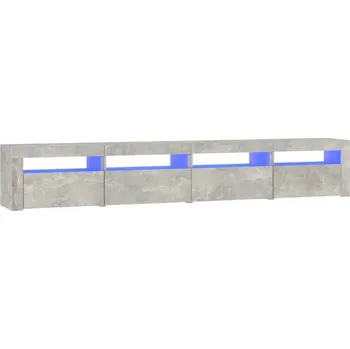 Televizní stolek TV stolek s RGB LED osvětlením, dřevěný materiál, šedá betonu